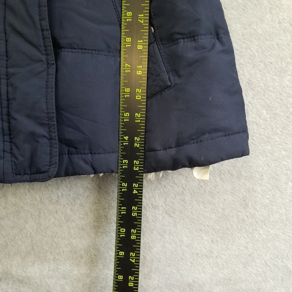 Y2K Hollister Jacket Womens Small Blue Faux Fur Hooded Down Coat Vintage Sherpa‎